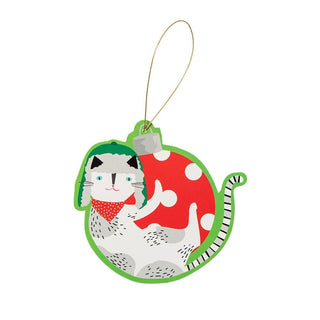 Caspari Yule Cats Ornament Tag W/Header TAG9704
