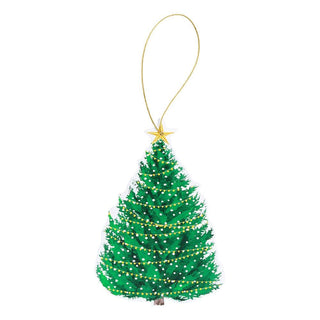 Caspari Christmas Tree With Lights Ornament Tag W/Header 4 Pk TAG9771