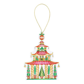 Caspari Christmas Pagoda Ornament Tag W/Header 4 Pk TAG9794