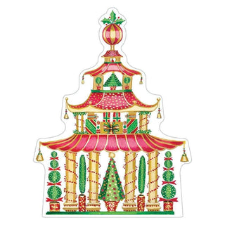 Caspari Christmas Pagoda Ornament Tag W/Header 4 Pk TAG9794