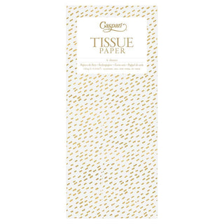 Caspari Little Dash White/Gold Tissue Pkg 4 Sheets TIS042
