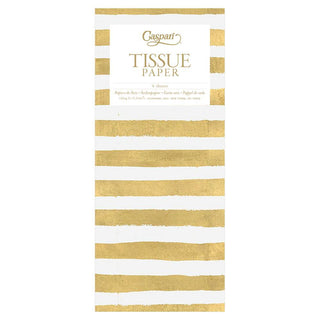 Caspari Painted Stripe Gold/White Tissue Pkg 4 Sheets TIS045