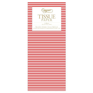 Caspari Mini Stripe Red Tissue Pkg 4 Sheets TIS066