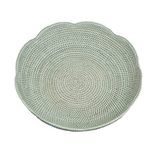 Caspari Rattan Scalloped Large Bowl in Green - 5.5"H x 16" Diameter TK-TB-002SC/G