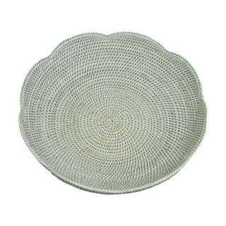 Caspari Rattan Scalloped Large Bowl in Green - 5.5"H x 16" Diameter TK-TB-002SC/G