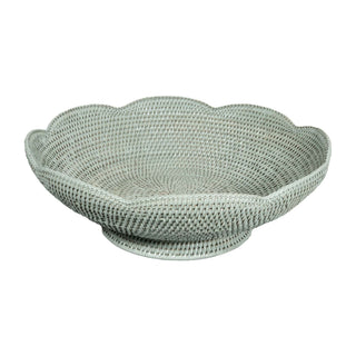 Caspari Rattan Scalloped Large Bowl in Green - 5.5"H x 16" Diameter TK-TB-002SC/G