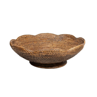 Caspari Rattan Scalloped Large Bowl in Natural - 5.5"H x 16" Diameter TK-TB-002SC/HB