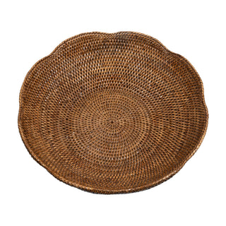 Caspari Rattan Scalloped Large Bowl in Natural - 5.5"H x 16" Diameter TK-TB-002SC/HB
