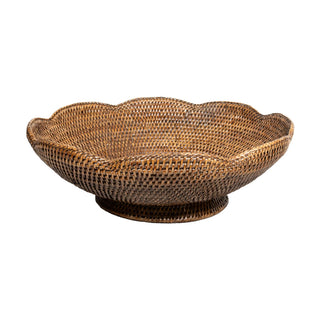 Caspari Rattan Scalloped Large Bowl in Natural - 5.5"H x 16" Diameter TK-TB-002SC/HB