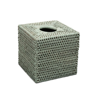 Caspari Rattan Square Tissue Box Cover in Green - 5.5"L x 5.5"W x 5.5"H TK-TD-011/G