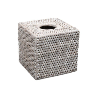 Caspari Rattan Square Tissue Box Cover in Cream - 5.5"L x 5.5"W x 5.5"H TK-TD-011/WW