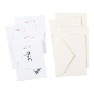 Caspari François et Fifi Gift Enclosure Cards - 4 Mini Cards & 4 Envelopes 10008ENC