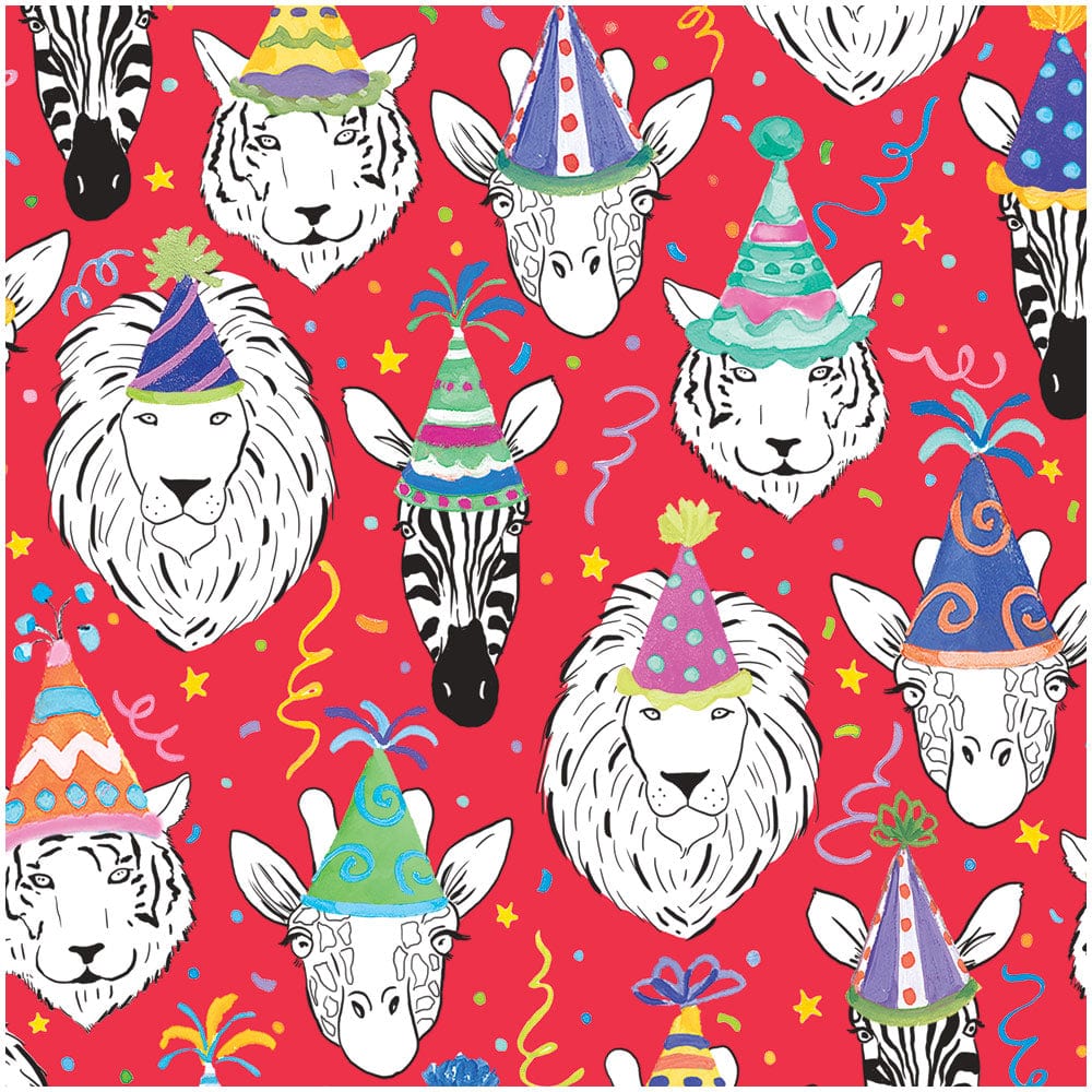 Caspari Safari Birthday Gift Wrapping Paper in Red - 30 x 8' Roll