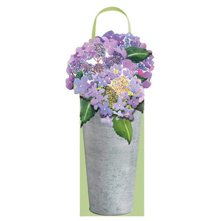 Caspari Hydrangeas in French Flower Bucket Wine & Bottle Gift Bag - 1 Each 10017B4