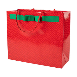 Caspari Fretwork Large Gift Bag in Red - 1 Each 100242B3
