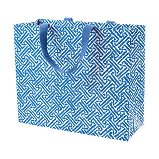 Caspari Fretwork Large Gift Bag in Blue - 1 Each 10024B3