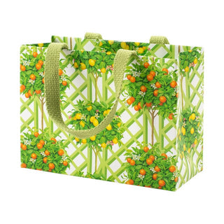 Caspari Citrus Topiaries Small Gift Bag in White - 1 Each 10025B1