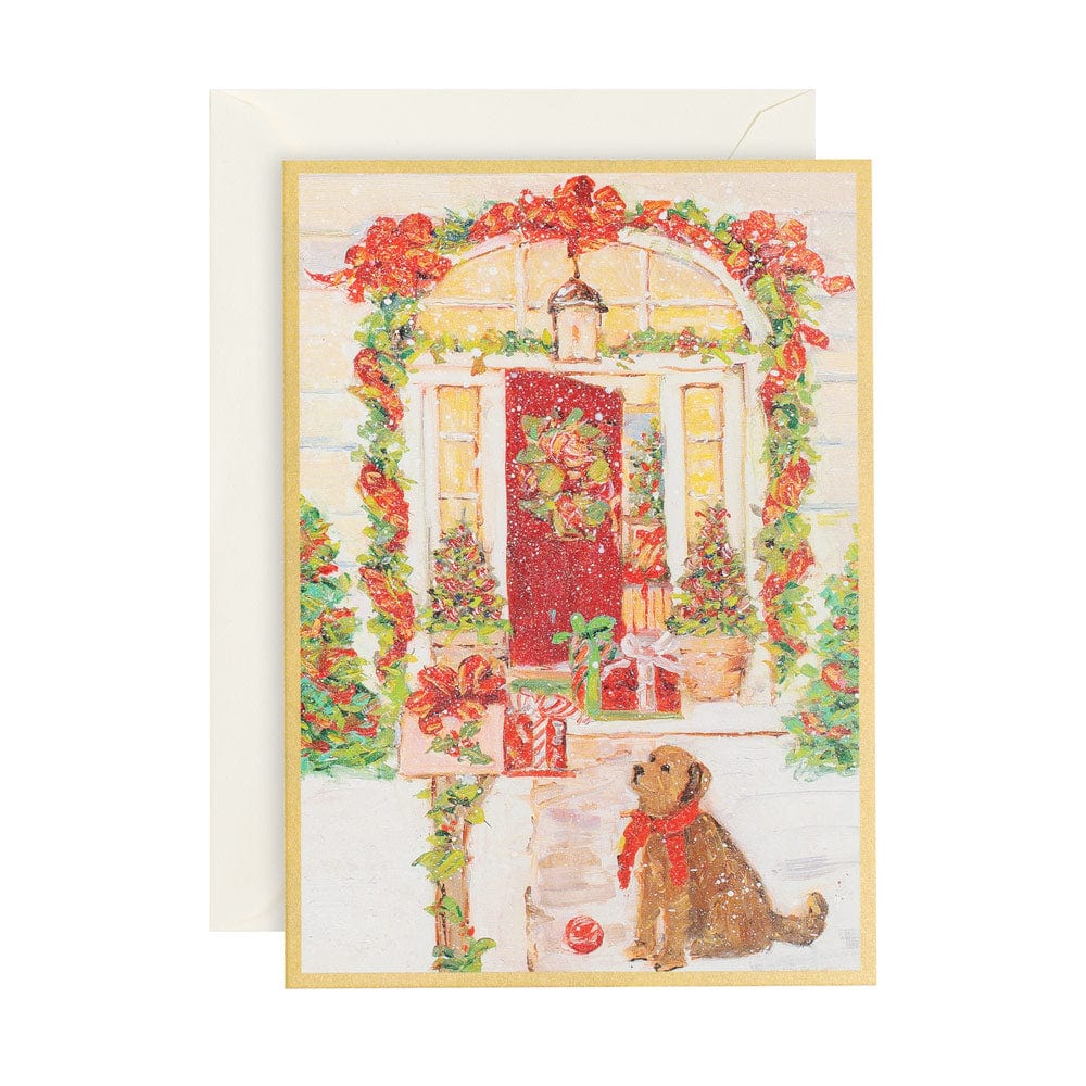 Dog and Open Door Small Boxed Christmas Cards 15 Cards & 15 Envelope