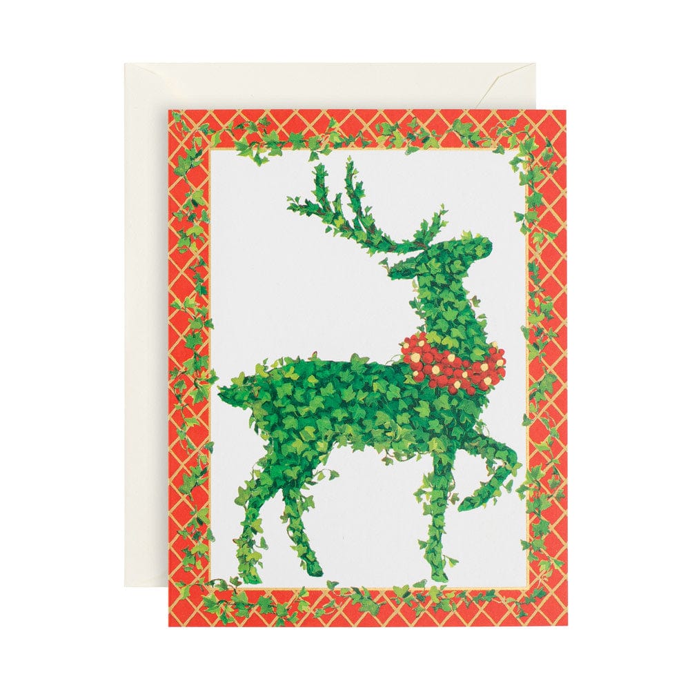 caspari Topiary Stag Boxed Christmas Cards - 15 Cards & 15 Envelopes
