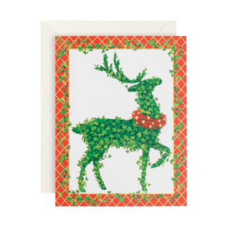 Caspari Topiary Stag Boxed Christmas Cards - 16 Cards & 16 Envelopes 101216