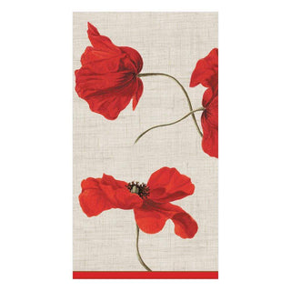Caspari Dancing Poppies Paper Guest Towel Napkins in Ivory - 15 Per Package 10340G