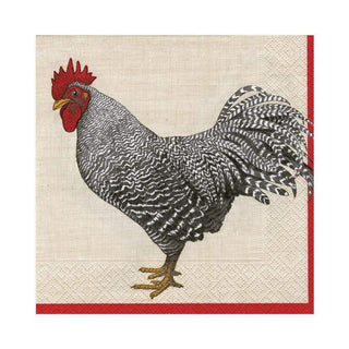 Caspari Le Coq Paper Luncheon Napkins in Ivory - 20 Per Package - 2 Packages 10350LX2