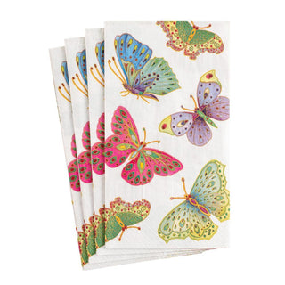Caspari Jeweled Butterflies Paper Guest Towel Napkins in Pearl - 15 Per Package 10690G