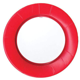 Caspari Linen Border Paper Dinner Plates in Red - 8 Per Package 11377DP