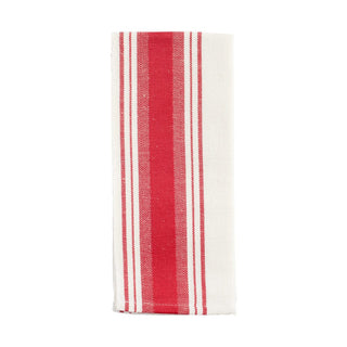 Busatti Italian Woven Cotton & Linen Tea Towel - 1 Each Wide Stripe in Red 11634