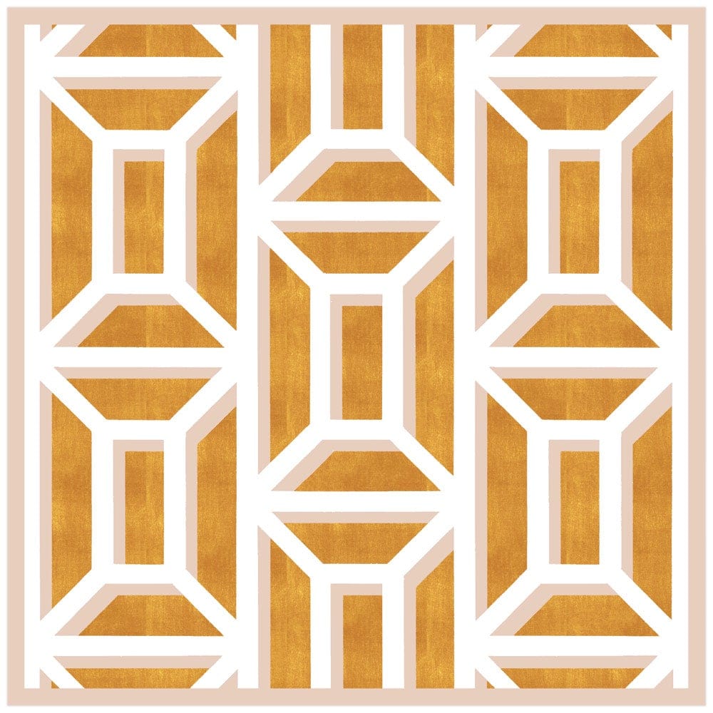 Garden Gate Lacquer Square Tray in White & Gold - 1 Each