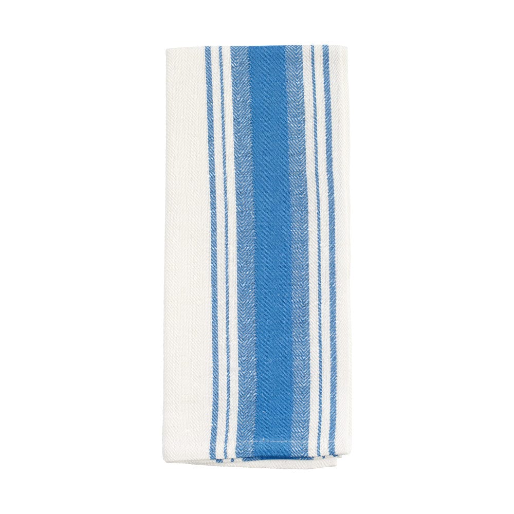 Busatti Italian Woven Cotton & Linen Tea Towel - 1 Each Wide Stripe in Blue 11726