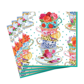 Caspari Tea Cups Paper Luncheon Napkins - 20 Per Package 11810L