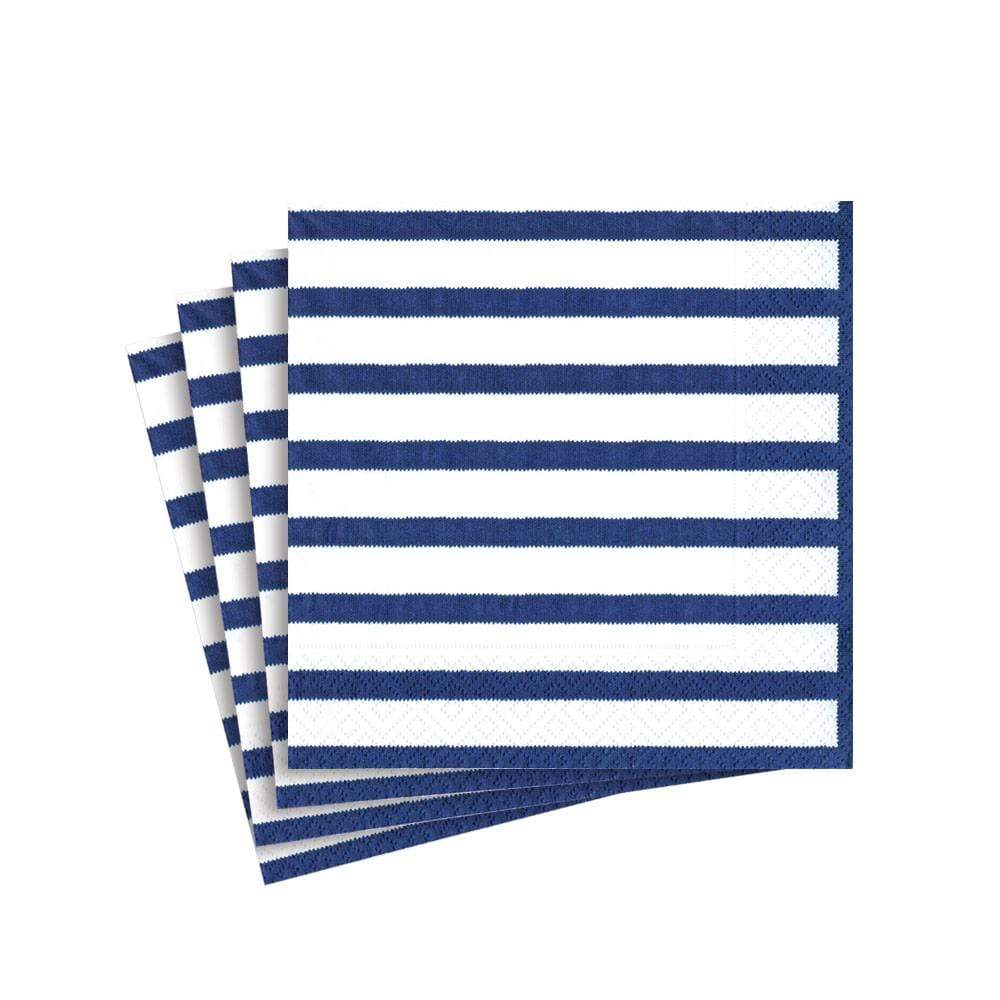 caspari Bretagne Paper Cocktail Napkins in Blue - 20 Per Package