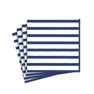 Caspari Bretagne Paper Cocktail Napkins in Blue - 20 Per Package 11860C