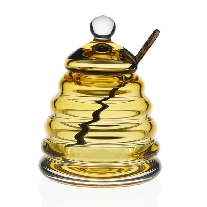 William Yeoward Crystal Honeycomb Honey Jar & Spoon 11959