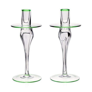 William Yeoward Crystal Siena Candlesticks in Green - One Pair 12043