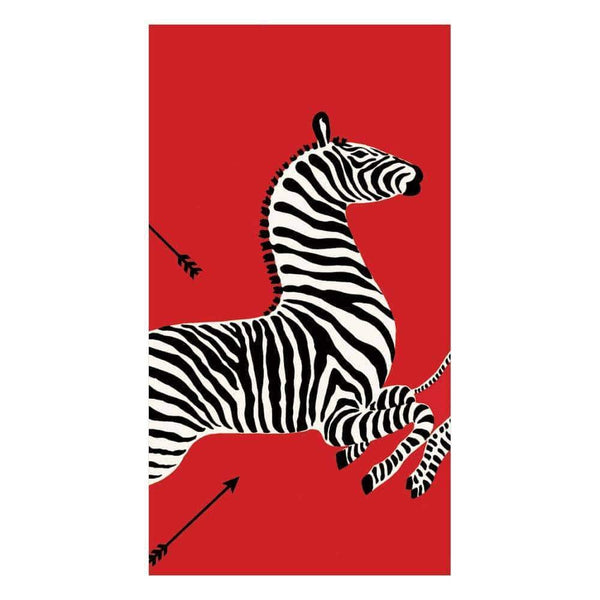 Caspari Christmas Leopards Paper Guest Towels - Red Holiday Napkins, 15 Count