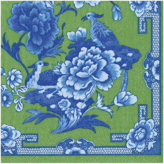 Caspari Green And Blue Plate Dinner Napkins - 20 Per Package 12451D