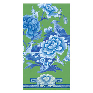 Caspari Green And Blue Plate Guest Towel Napkins - 15 Per Package 12451G