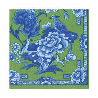 Caspari Green And Blue Plate Luncheon Napkins - 20 Per Package 12451L