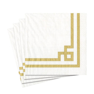 Caspari Rive Gauche Paper Luncheon Napkins in Gold & White - 20 Per Package 12541L