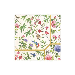 Caspari Chinese Wallpaper Paper Cocktail Napkins in Cream - 20 Per Package 12930C