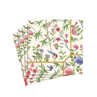 Caspari Chinese Wallpaper Paper Cocktail Napkins in Cream - 20 Per Package 12930C