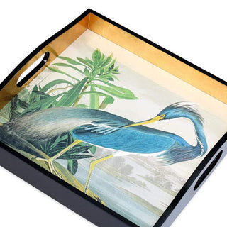 Caspari Audubon Birds Heron Lacquer Square Tray - 1 Each 13121LQSQR