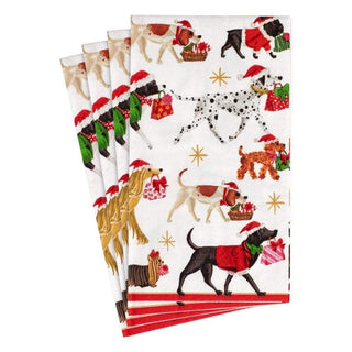 Caspari Christmas Delivery Paper Guest Towel Napkins in White - 15 Per Package 13310G