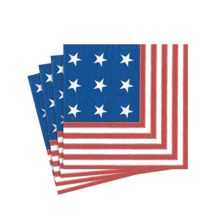 Caspari Star Spangled Paper Cocktail Napkins - 20 Per Package 13660C