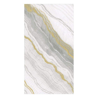 Caspari Marble Paper Guest Towel Napkins in Grey - 15 Per Package 13742G