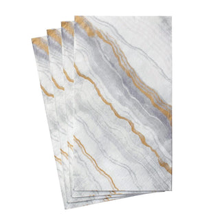 Caspari Marble Paper Guest Towel Napkins in Grey - 15 Per Package 13742G