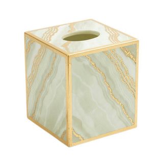 Caspari Marble Lacquer Tissue Box Cover in Moonlight Grey - 1 Each 13743LQTB