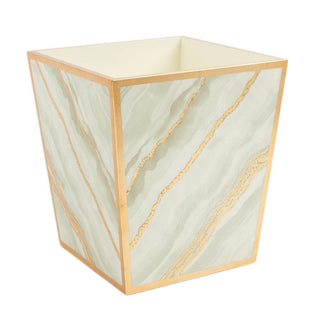 Caspari Marble Lacquer Wastebasket in Moonlight Grey - 1 Each 13743LQWB